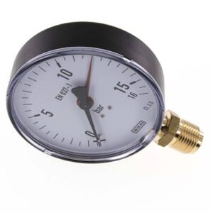 Weishaupt Pressure Gauge, vertical, 100mm, 0 – 16 bar, 1/2”