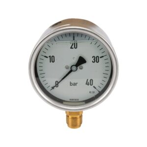 Weishaupt Pressure Gauge, 0-40 bar, G1/4 Glycerin filled, Radial