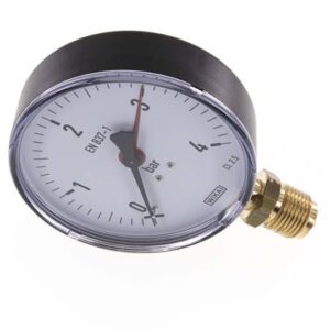 Weishaupt Pressure Gauge, vertical, 100mm, 0 – 4 bar, 1/2”
