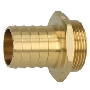 Brass hose connector with male thread and hexagonal collar 11/2’’ x 38 mm