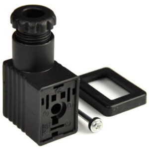 Solenoid Coil Connector, Plug In, IP65,22mm, 3-Pin DIN