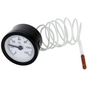 Antares Dial Thermometer Accuracy Capillary Temperature Gauge 0-120C, 55mm dia.Testing Bimetal Spring Thermometer with Sensor for Liquids