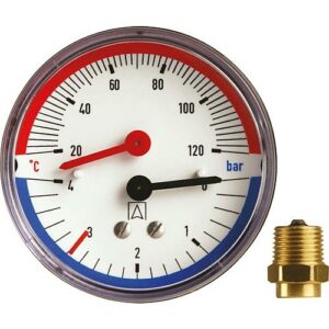 Antares Thermomanometer TM 80 radial 80 mm through, R 1/2"", 0-4 bar 